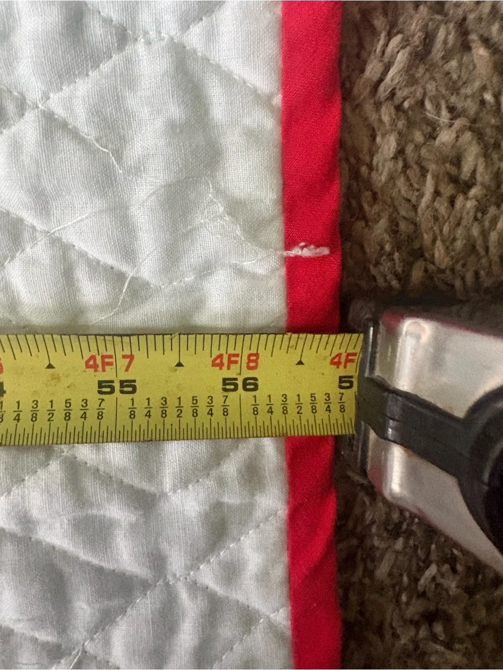 Handmade Raggedy Ann Quilted Baby Blanket - White with Red Accents
